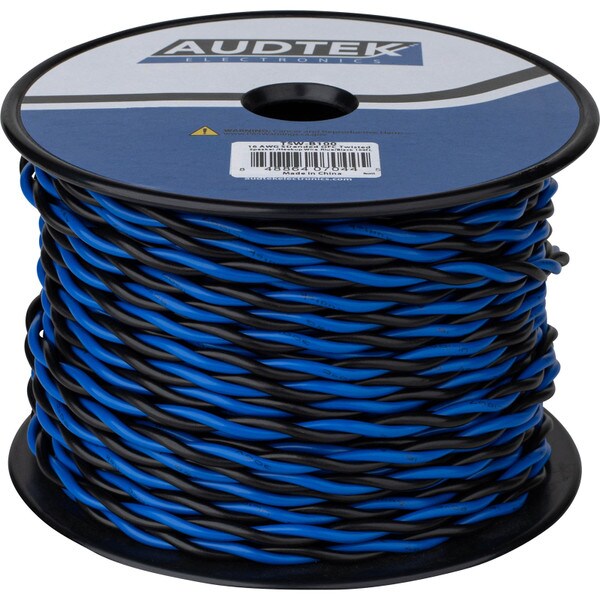 Main product image for Audtek TSW-B100 100 ft. 16 AWG Stranded OFC Twisted Speaker Hookup Wire Blue/Black 101-264